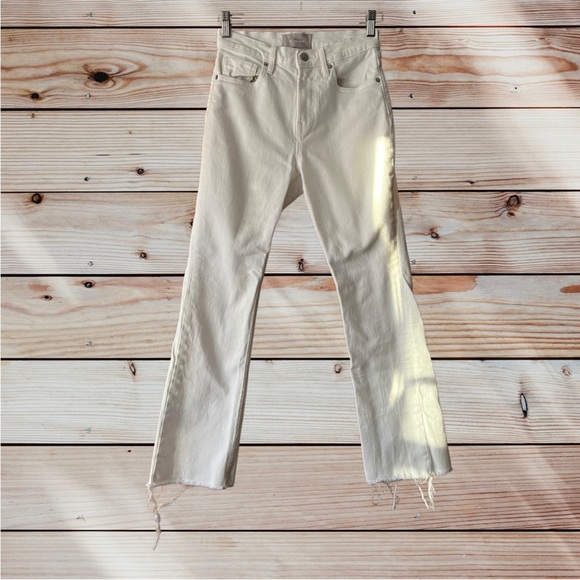 Everlane Women's High Rise Kick Crop Jeans Raw Hem Denim White Size 25R - Picture 3 of 11